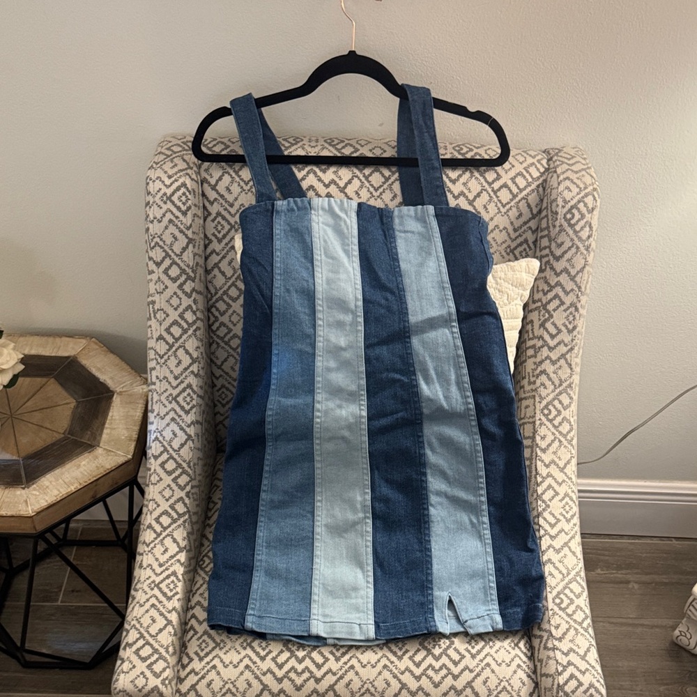 Show Me Your MuMu Blue Striped Mini Dress